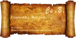 Csetneki Borisz névjegykártya